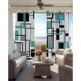 thumbnail image 4 of Blackout Curtains for Bedroom, Abstract Aqua, Room Darkening Window Drapes for Living Room, Modern Grey Geometric White Middle Century Thermal Insulated Grommet Curtains, 52x63 inch, 2 Panels, 4 of 9