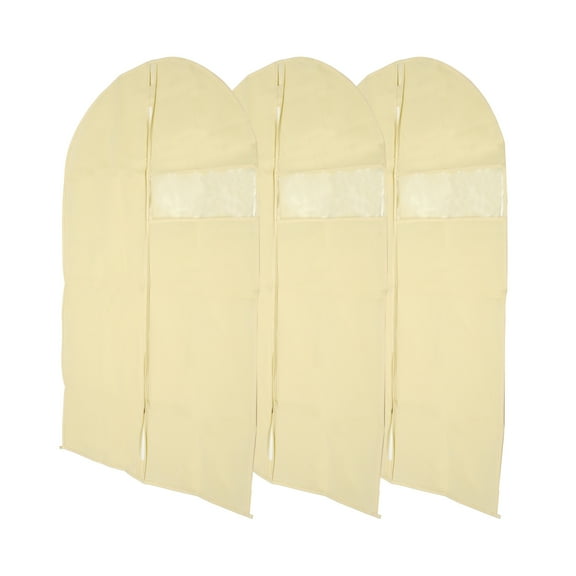 Unique Bargains 3 Pcs Dustproof Visual Garment Bag for Closet Beige 31.5"x23.62"