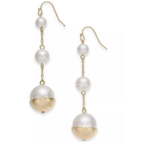 ALFANI Gold-Tone Imitation Pearl Triple Drop Earrings - UNBOXED