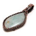thumbnail image 2 of Amazonite Gemstone Wire Wrapped Handcrafted Copper Jewelry Pendant 2.4" SA 858, 2 of 2