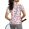 thumbnail image 2 of COEQINE Valentine's Day Women Short Sleeve Golf Shirts 1/4 Zip V Neck Golf Polo Tops Moisture Wicking Workout Tennis Activewear LOVE Floral Rainbow Heart Print Sportswear, XL, 2 of 7