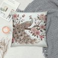 thumbnail image 2 of JRXY  Pink Floral and Antique Peacock Pillows Cover Peacock Feathers Flowers Decorative Throw Pillow Case Pillow Case Throw Pillow Cover for Bedding Couch White, 2 of 5