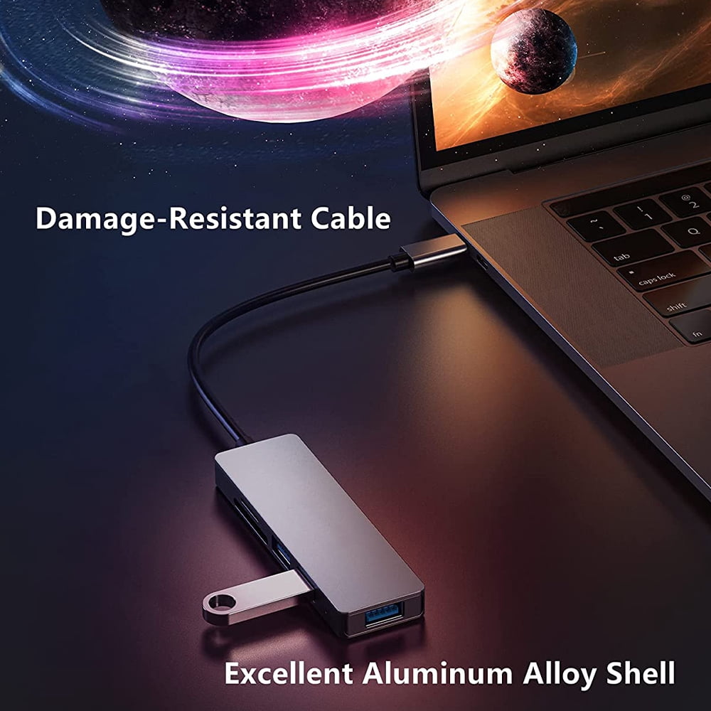 USB C Hub, 5 in 1 Type C Adapter Hub with 3 USB 3.0 Ports & SD/TF Card Reader Compatible for New MacBook Pro/Air, ChromeBook,Surface, Samsung S9/S8 and More
