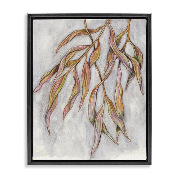 Stupell Industries Eclectic Withering Leaves Botanicals Hanging Modern Watercolor Detail Black Floating Frame Canvas Art, 17 x 21, by Elvira Errico