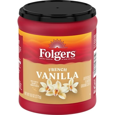 Folgers French Vanilla Artificially Flavored Ground Coffee, Medium Roast, 9.6 oz Canister