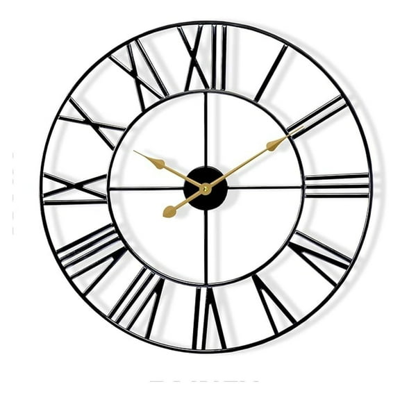 XiHuaZhaoChen Large Wall Clock for Living Room Decor,Easy to Hang 24-Inch Big Wall Clock,Metal Wall Art for Kitchen, Bedroom, Home, Office,Analog Decorative Wall Clock (Black)