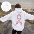 thumbnail image 5 of Towmus Women's Letter Graphic Print Pink Ribbon Montage Cancer Word Cloud Hoodie Sweatshirts, 5 of 8