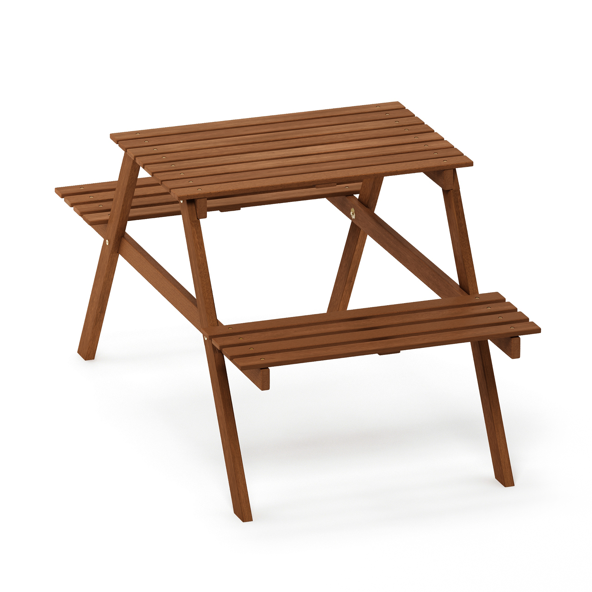 Furinno Tioman Hardwood Kids Picnic Table and Chair Set in Teak Oil - image 4 of 6