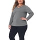 thumbnail image 4 of Blusas de mujer de tallas grandes Agnes Orinda, camisetas de cuello en V cruzado, casuales, de manga larga, talla 1X, gris, 4 of 6