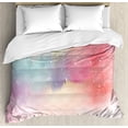thumbnail image 1 of Colorful Duvet Cover Set, Abstract Dreamy Fantasy Themed Watercolor Digital Painting Art Romantic Design, Decorative 3 Piece Bedding Set with 2 Pillow Shams, Queen Size, Multicolor, by Ambesonne, 1 of 3