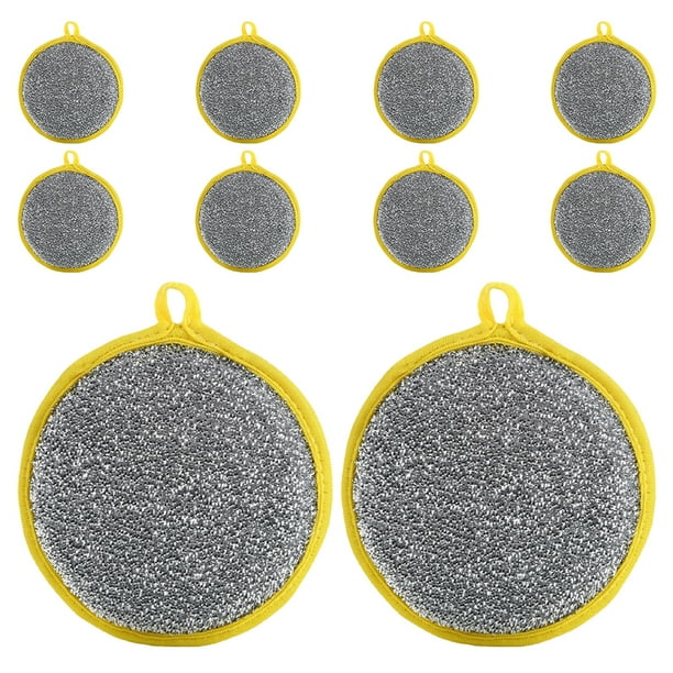 10 piezas de plato dual esponja esponja redonda de lavavajillas de lavavajillas múltiples almohadillas de limpieza metálica de esponja multiusos para encimeras de platos estufas
