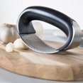 thumbnail image 3 of Stainless Steel Rocking Garlic Press, Black and Silver, 3 of 5