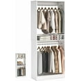 thumbnail image 6 of 25'' Freestanding Closet System - iSunirm Small Closet Organizer with 2 Hanging Rods & Shelves, Walk In Closet System for Home & Closet, Sturdy Garment Rack, 25''W x 16''D x 80''H, Whtie, 6 of 8