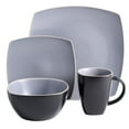 thumbnail image 1 of Gibson Home Soho Lounge 16 Piece Square Stoneware Dinnerware Set, Black & Grey, 1 of 7