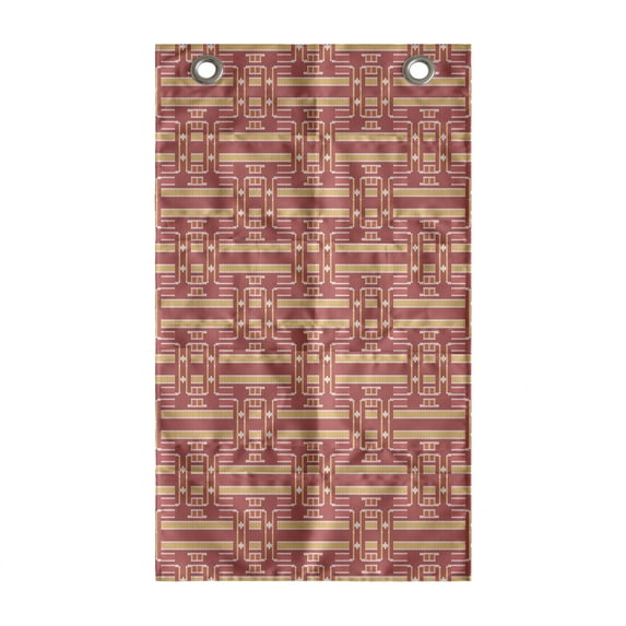 Abstract Hanging Pocket Organizer, Repeating Hispanic Ethnic Art Design Stitched Look Print, Printed Polyester Storage Bag with Pockets, 21" x 31", Dark Salmon Sand Brown