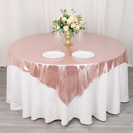 

BalsaCircle 72x72 in Rose Gold Glitter Sequin Dots Polyester Square Table Overlay Wedding Party Events Decorations