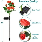 Solar Garden Stake Lights, Rose Flowers Lights LED Yellow Solar Stake Lights with 5 Roses Waterproof for Garden, Yard, Christmas Pathway, Grave Decor(1 Pack-Red)
