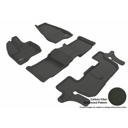 Ford Explorer Suv Carpet 3D MAXpider 2011-2014 Ford Explorer Front, Second, & Third Row Set All Weather Floor Liners in Black with Carbon Fiber Look ()