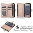 thumbnail image 3 of Decase for Samsung Galaxy S23 Wallet Phone Case with Crossbody Lanyard Strap&Wrist Strip,Shockproof Stylish Zipper Pockets Case with Card Slots+Cash Slots,PU Leather Folio Book Design,Rosegold, 3 of 11