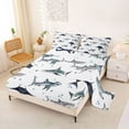 thumbnail image 2 of Feelyou Watercolor Shark Fish Ocean Queen Sheet Sets for Boys Girls, Sea Marine Wildlife Bed Set, Blue White, 4pcs, 2 of 5