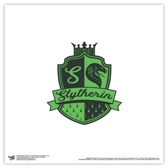 Gallery Pops Harry Potter - Symbol Revival Slytherin Crest Wall Art, Unframed Version, 12" x 12"