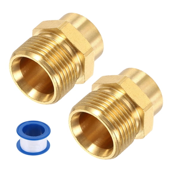 Uxcell 2 Pack Pressure Washer Adapter, G1/4" Female to M22 15mm Male Quick Connect Fittings Brass Swivel Adapter with Sealant Tape for Pressure Power Washers Hose