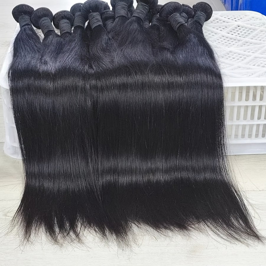 Typpkmm Lightweight Human Hair Bundles Raw Virgin Unprocessed Extensions Bone Straight Human Hair Bundles Double Weft Braiding Hair Extension 30inch