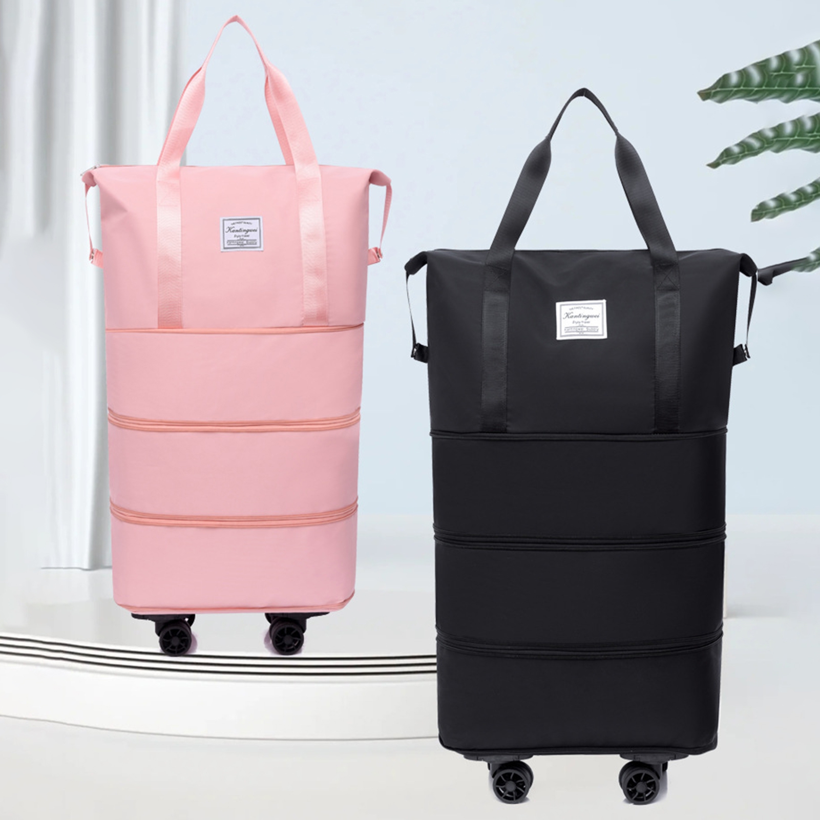 Callipe Luggage Bag with Multiple Compartments Large Capacity Waterproof Tear-Resistant Expandable Duffel with Removable Wheels