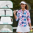 thumbnail image 6 of Uorisanigo Colorful Golf Womens Golf Shirt Size L Versatile Athletic Polo Workout Tops Comfortable Quick Dry Fashionable 3/4 Sleeve Outing Wear with Zip Up Collar Workout Sports, 6 of 7