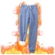 thumbnail image 4 of Gibobby Pantalones de invierno Cálido Color largo Mujer Más Pantalones sólidos Terciopelo Casual Mantener con bolsillos Pantalones (Blue, M), 4 of 5