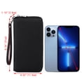 thumbnail image 4 of UTO Wallets for Women PU Leather Zip Around Clutch Purse Card Holder Large Capacity Ladies Phone Wristlet(Cross Black), 4 of 7