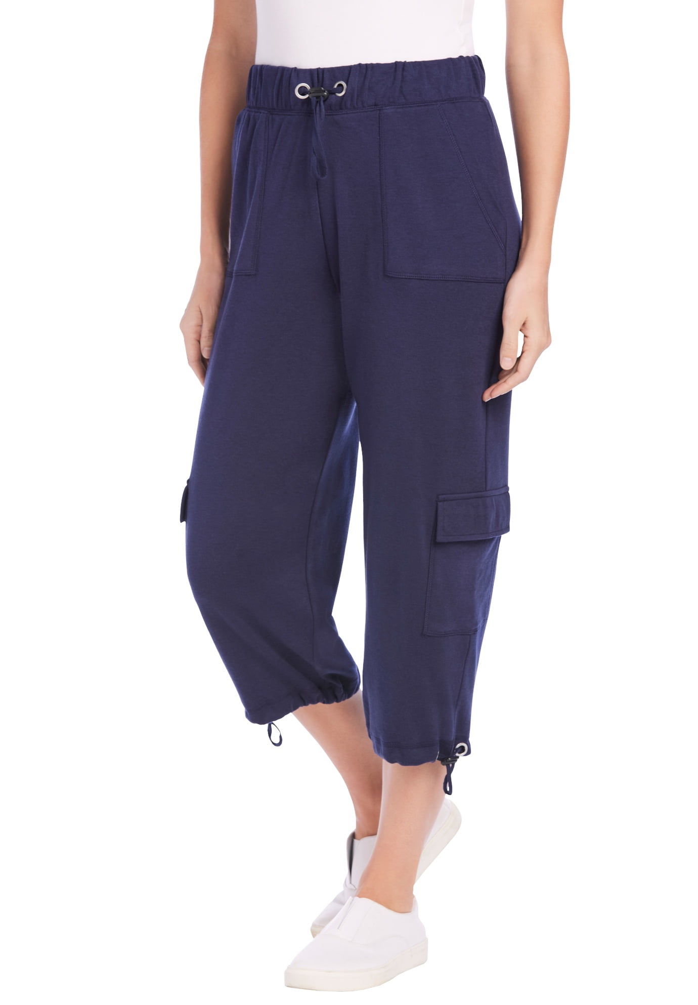 Knit Cargo Capri Pants 