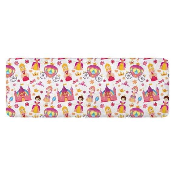 Colorful Princess Castle Carriage Pattern Kitchen Rug Mat,Kitchen Runner Rugs Non Skid Washable,Decorative Kitchen Floor Mats for Kitchen,Sink,Laundry,17"x47.2"