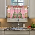 thumbnail image 2 of Yayeee Kitchen Curtains Tier Pair Light Filtering 27"x36" Rod Pocket Short Cafe Window Panel, Pink Christmas House, 2 of 7
