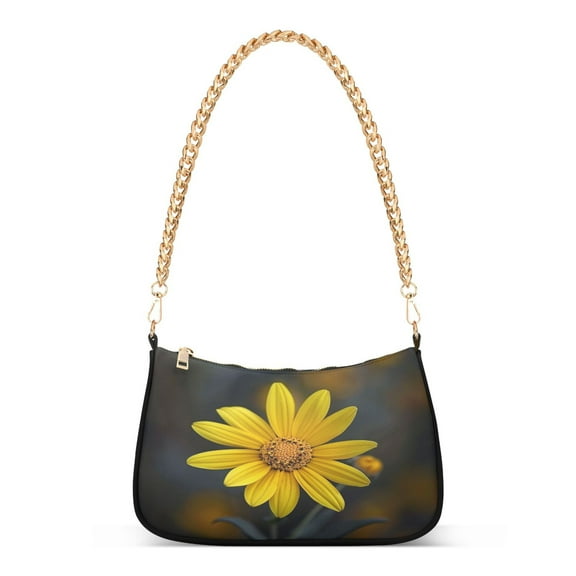 Ryvnso Yellow Sunflower Womens Chain Shoulder Bag Tote Handbags Clutch Hobo Purse with Zipper for Travel