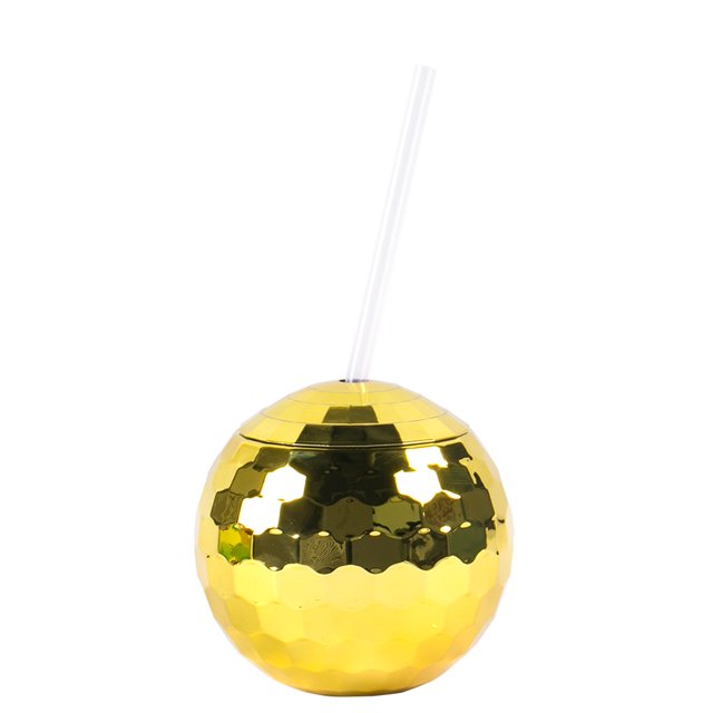 1970s Disco Ball Cup Spherical Cocktail Cup with Straw for Birthday Wedding Bachelorette Party