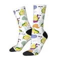 thumbnail image 1 of Wukai Orange Green Avocado Print Contrast Color Mid-tube Socks, 3D Printing Design Adult Socks, High Elastic Breathable Sports Socks, Suitable for Daily,Unisex, 1 of 6