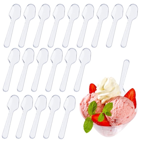 TIE-DailyNec 1000 Pcs Mini Clear Tasting Spoons, Disposable Sampling Spoons for Dessert Ice Cream Jelly Yogurt Cake Spices Food Appetizer Supplies