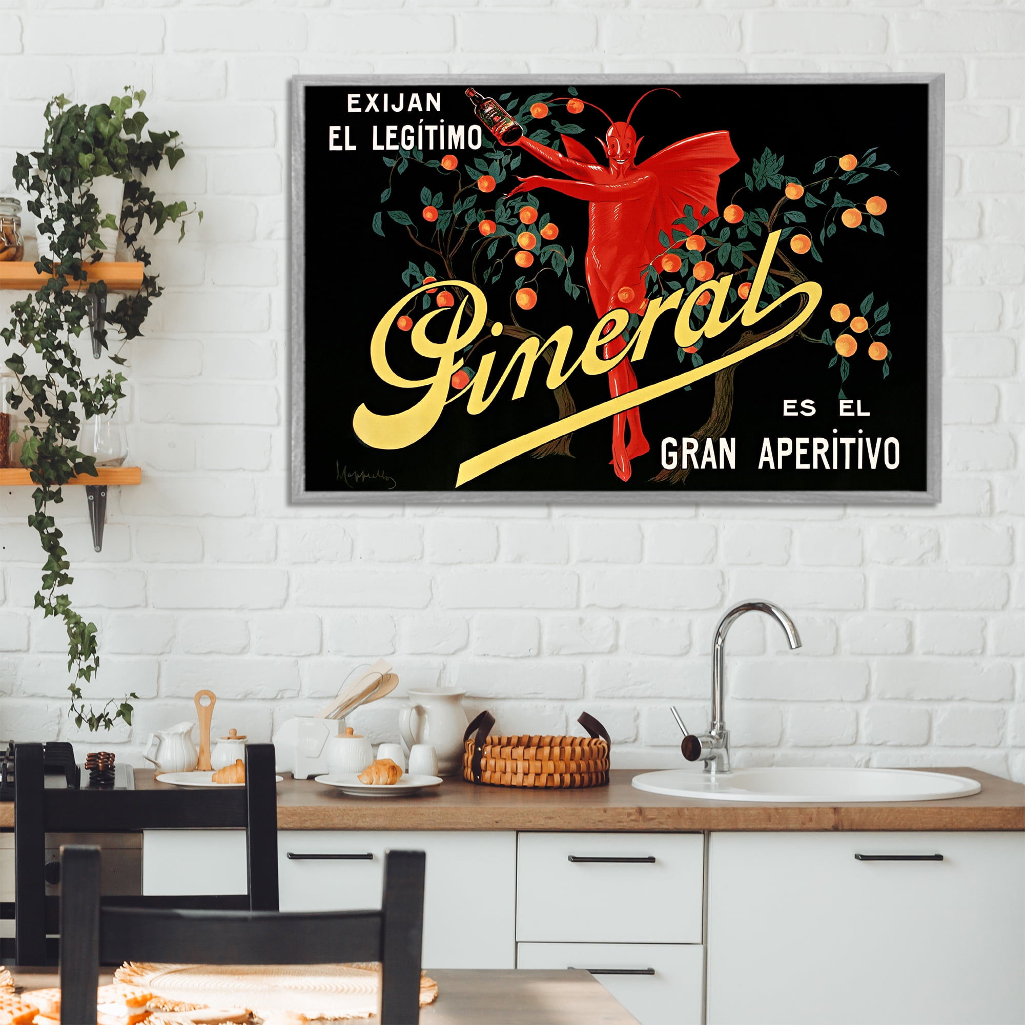 Stupell Industries Aperitif Poster with Character Gray Framed Giclee Art, design by Leonetto Cappiello