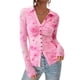 thumbnail image 1 of PRETTYGARDEN Camisa de Mujer Rosa con Estampado Floral de Manga Larga y Botones XXL, 1 of 8