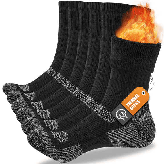 Fu997 Merino Wool Thermal Socks for Men & Women, 3 Pairs Full Cushion Winter Boot Socks for Cold Weather Hiking Work