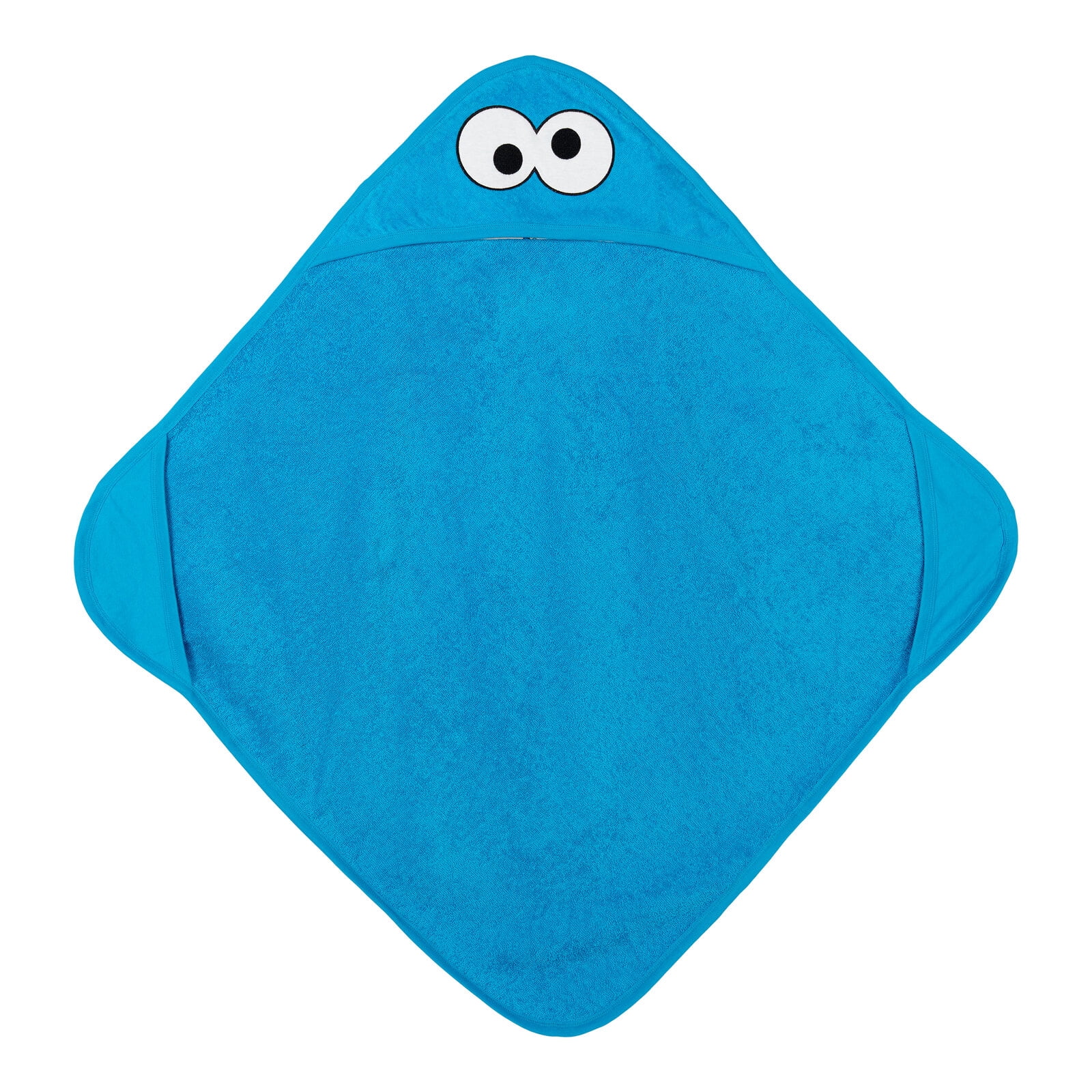 Sesame Street Baby Boys' Cotton Character Hooded Towel with Corner Pockets Blue Cookie Monster