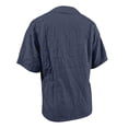 thumbnail image 5 of Daznico Women's Henley V Notch Neck Linen Blend Blouse Short Sleeve Casual Summer Loose Fit Solid Tops,3XL, 5 of 6