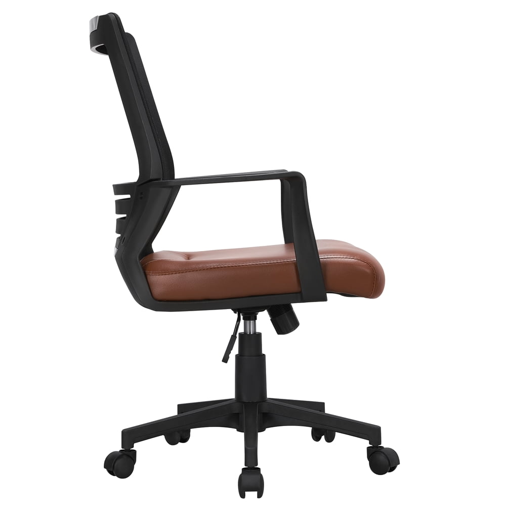 Renwick Midback Ergonomic Office Chair with Faux Leather Seat, Set of 2, Brown