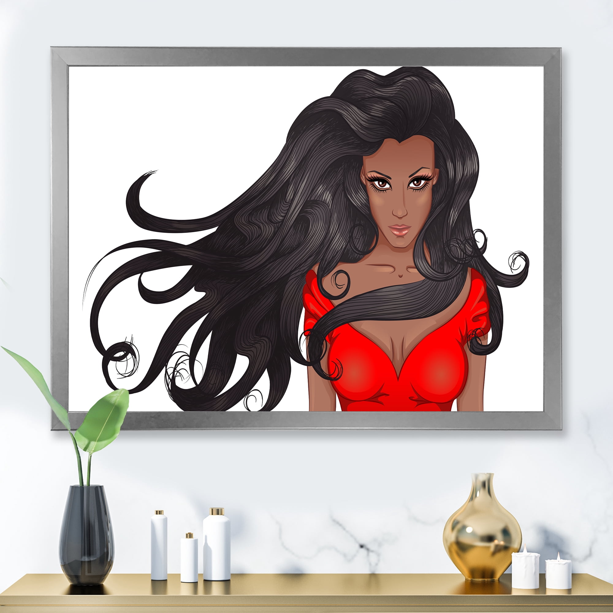 Designart 'Portrait of African American Female XIV' Modern Framed Art Print