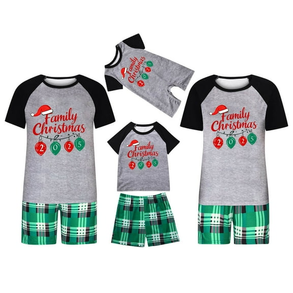 breaise Matching Family Christmas Pajamas Merry Xmas Short Sleeve Christmas Pajamas for Family Tees and Shorts