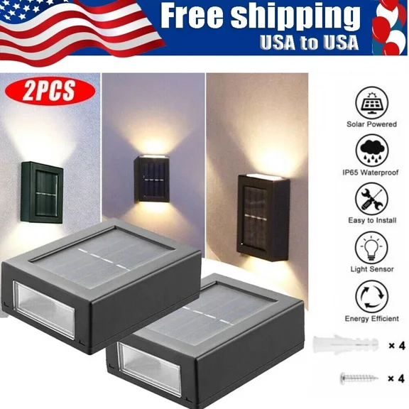 PURELY- Outdoor Solar 2 Led Deck Lights Path Garden Patio Pathway Stairs Step Fence Lamp
