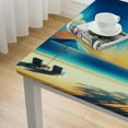 thumbnail image 4 of BANET Coastal Beach Tablecloth Fitted Table Cover, Elastic Tablecloths Waterproof Outdoor Indoor Stretch Cloth Tablecover for Dinner, Party, Shower, Summer Tropical Plants Sea Sky Landscape, 4 of 7