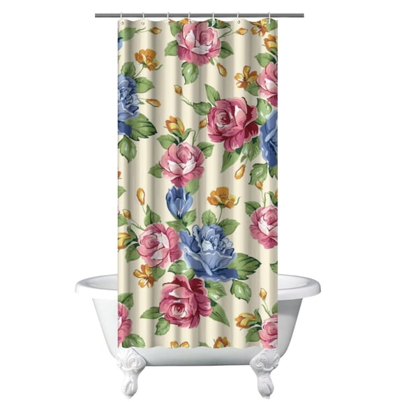Waterproof Pioneer Shower Curtain 36x72 Inch Polyester Unique Colorful Floral Shower Curtain for Bathroom Hotel Home Decor with 7 Plastic Hooks