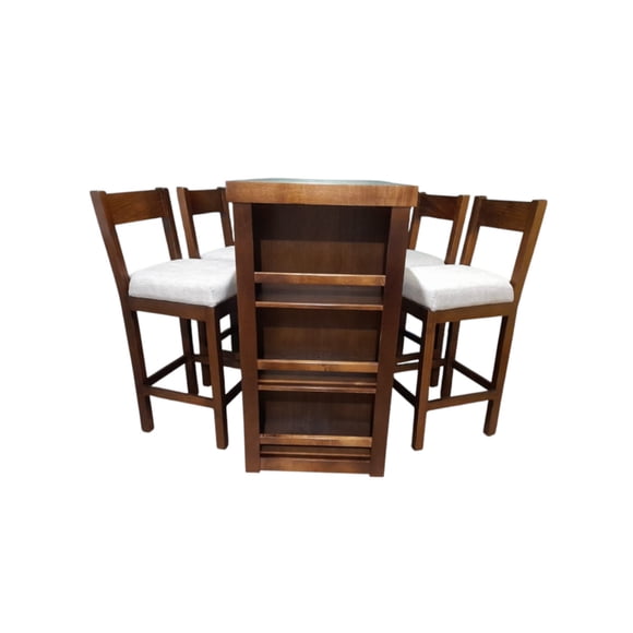 Antecomedor gris claro con mesa alta para 4 personas